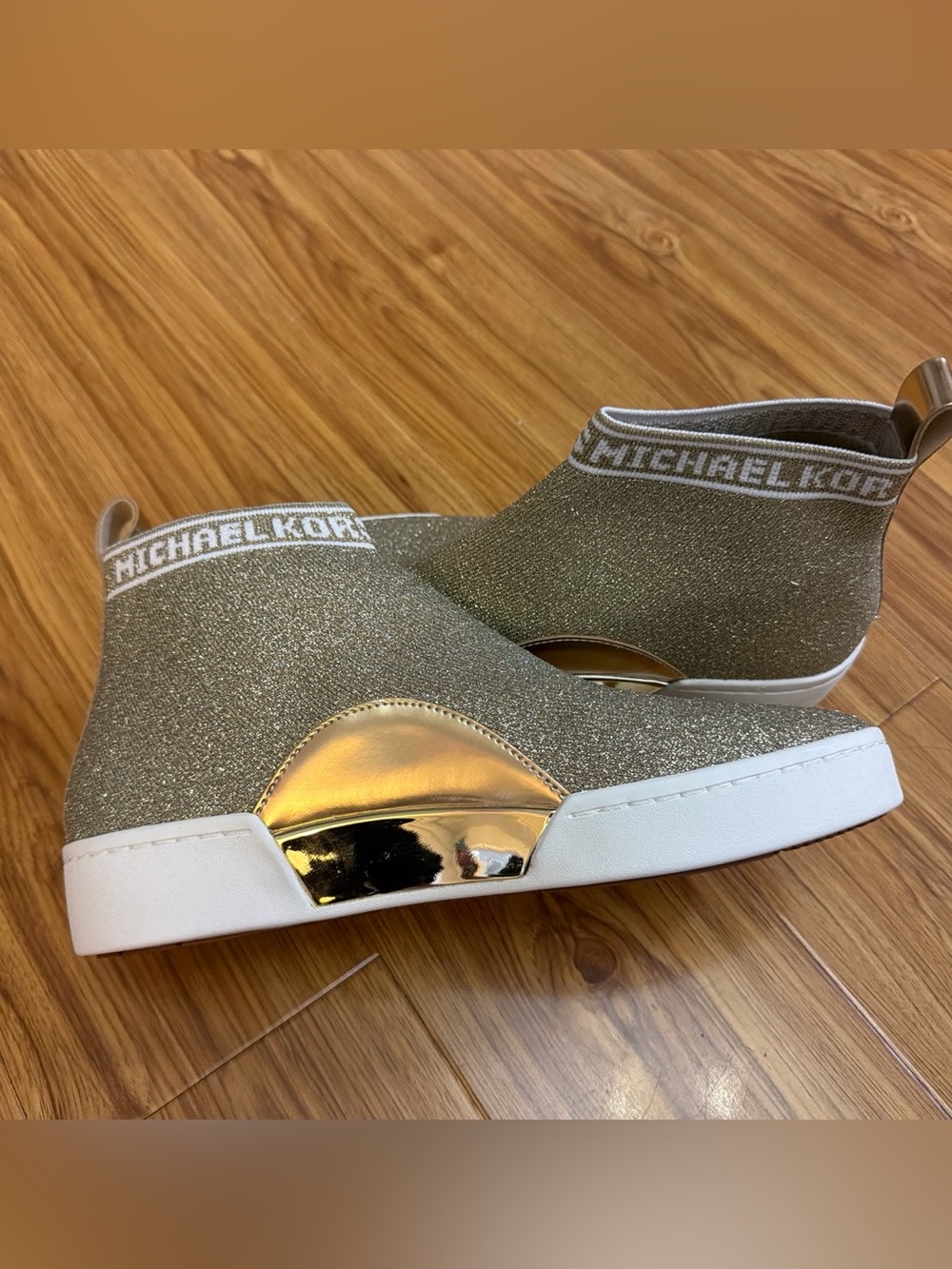 Michael Kors Gold Glitter High Top Sneakers New
